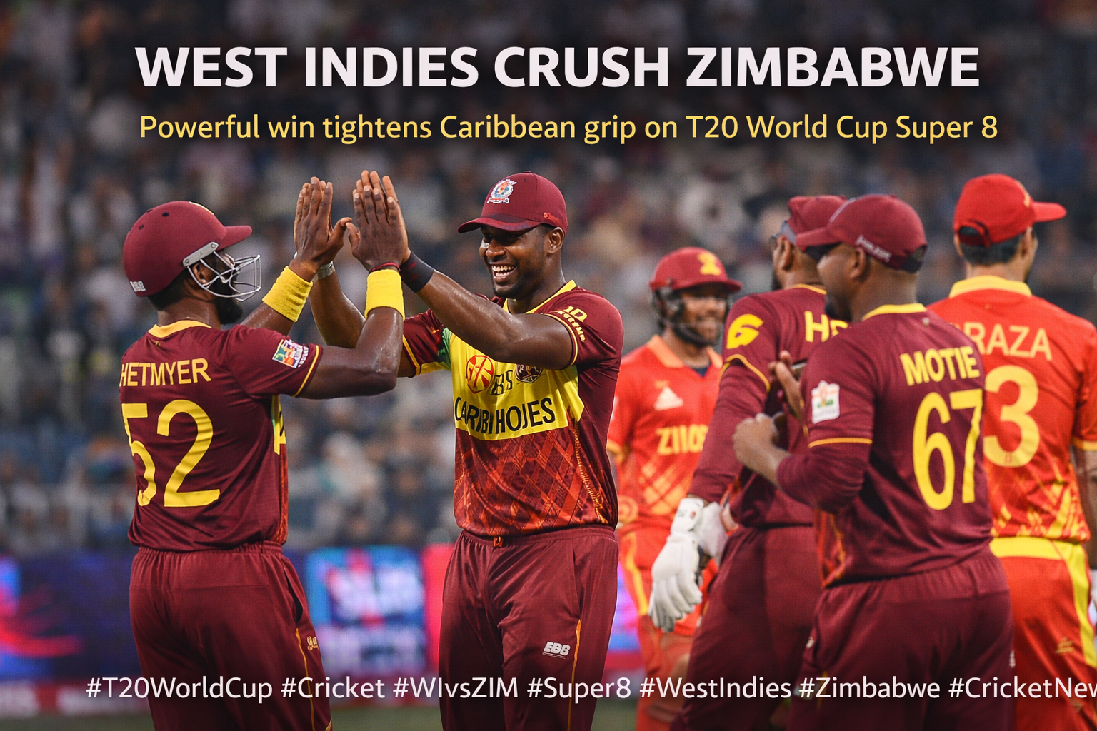 West Indies Crush Zimbabwe to Tighten Grip on T20 World Cup Super 8