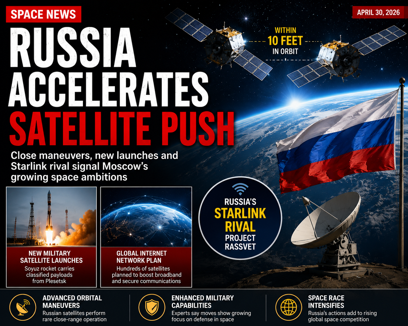 Russia Expands Satellite Operations Amid Growing Global Space Competition