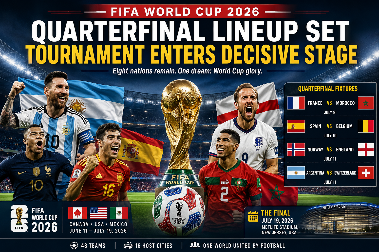 FIFA World Cup 2026: Quarterfinal Lineup Set as Tournament Enters Decisive Stage